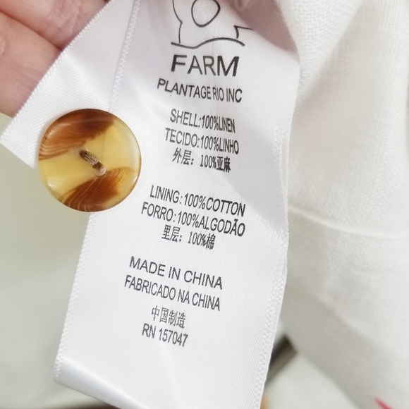 SOLD Farm Rio Macaw dress white mini linen parrot - Picture 8 of 8